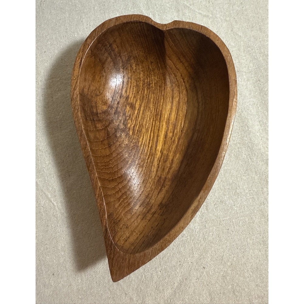 Vintage Wood Bowl - Spade‎ Shaped 7"x 5" Varnish has Wear